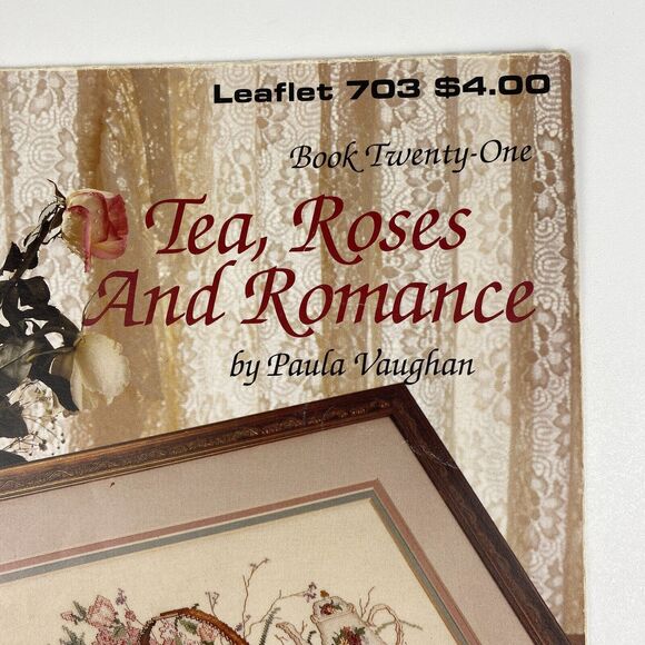 VTG 1988 Leisure Arts Tea, Roses and Romance Counted Cross Stitch Leaflet 703 - Picture 3 of 10